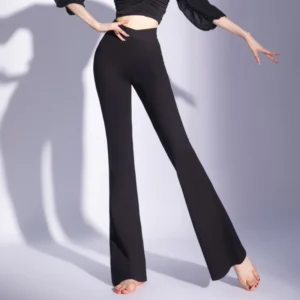 Latin Dance Pants Women Performance Training Clothes Black High Waist Micro Flared Trousers Adult Classical Dance Pants VBH1396