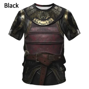 Summer New Men's T-shirt 3D Printed Armor Pattern Fashionable and Trendy Comfortable Round Neck Plus Size Short Sleeve